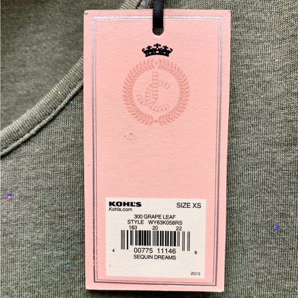 Juicy Couture Women’s XS Top “Sequin Dreams”Sparkly Knot Tie Asymmetrical Shirt - Picture 3 of 8